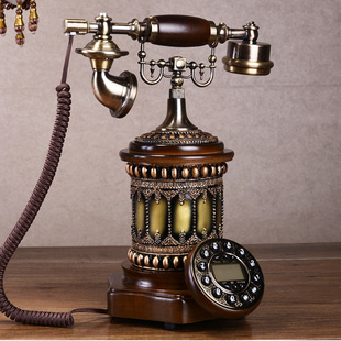 时尚实木创意仿古欧式复古电话机家用座式电话机，座机来电显示
