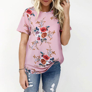 Women's Round Neck Short Sleeve Floral T-Shirt女短袖碎花T恤