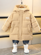 男童棉服冬季2023韩版中长款儿童羽绒棉衣男孩冬装棉袄加厚潮