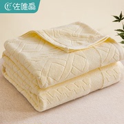 老式毛巾被纯棉全棉毛毯夏季沙发毯子高级感薄款午睡办公室空调毯