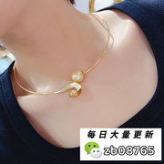 18黄KAU750金镶嵌天然海水金珍珠项链项圈日本中古回流珠宝首饰