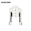 Magyann独立原创设计小众秋冬短款白色显瘦拼接娃娃领短外套女
