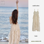 仙女裙吊带连衣裙海边度假连衣裙子夏季沙滩吊带裙长裙新白色(新白色)三亚