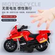 儿童玩具车惯性摩托车小汽车，男孩回力警车模型，110仿真警察车宝宝