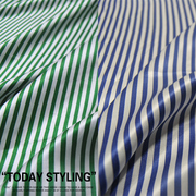宽幅绿白蓝白细条纹，真丝丝棉缎，床品连衣裙桑蚕丝服装布料面料