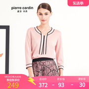 皮尔卡丹女装秋季粉红色长袖，针织衫保暖套头衫，p93kp70f0