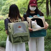 猫包双肩猫外出便携背包猫咪宠物，包大号(包大号)书包，帆布夏季装狗狗透气袋