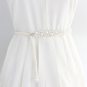 白色珍珠腰链连衣裙腰带女装饰配裙子的高级感夏季女士款裙带配饰