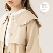 2023女童风衣秋装韩版儿童外套，英伦风洋气网纱拼接中长款童装