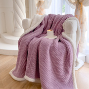 塔芙绒毛毯午睡毯单人羊羔绒办公室加厚床单，纯色紫色夏季机洗
