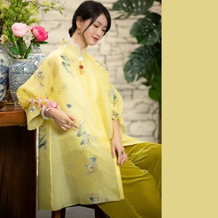 jcl1126品质堪比欧根纱，绣花新中式复古风衣，中长外套防晒春夏