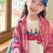 巴拉巴柆女童格子衬衫2024春秋装儿童韩版洋气宝宝炸街格