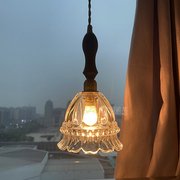 日式复古风玻璃现代简约吧台过道灯橱窗单头餐吊灯卧室床头小吊灯