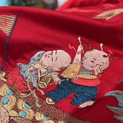 百子图新中式新婚庆(新婚庆)床品被套四件套，结婚全棉纯棉陪嫁红色床上用品