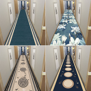 可裁剪中式走廊地毯过道进门家用中国风酒店宾馆长条楼梯玄关定制