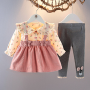 女童长袖套装秋装洋气，婴儿童装时髦女宝宝，裙子两件套秋天衣服