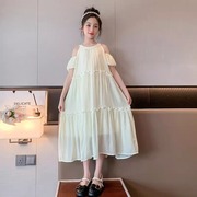 女童夏装连衣裙2024夏季女孩韩版时尚休闲雪纺，裙公主儿童裙子