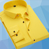 秋季长袖衬衫男青年商务职业工装休闲款纯黄色衬衣男士寸衫工作服