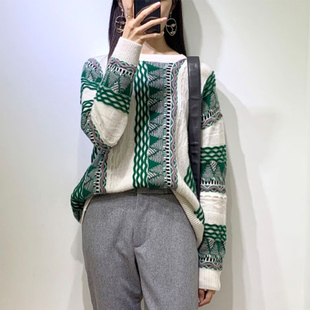 气质好看重磅奢品!立体织纹，羊绒衫女加厚纯羊绒毛衣套头圆领宽松