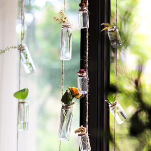 玻璃瓶串装饰挂件壁饰花瓶创意吊饰门帘风铃水培花器定制文艺北欧
