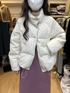 韩版冬季2023时尚韩国东大门森系甜美碎花高领短款小清新羽绒外套
