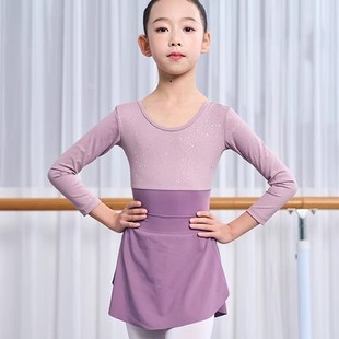 秋冬款儿童女童时尚中国舞练功服芭蕾舞表演跳舞裙舞蹈服套装