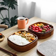日式便当盒木质双层方形饭盒野餐餐盒上班族午餐盒露营户外水果盒