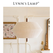 lynn's立意布艺，美式卧室吊灯书房田园风格，编织实木客厅法式灯具