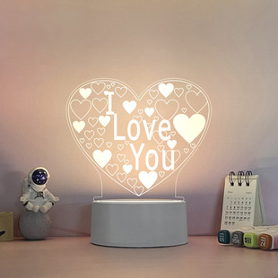 创意亚克力3D小夜灯LED睡眠床头灯新奇特USB卧室台灯生日礼物