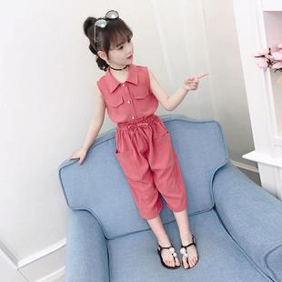 女童夏装2023韩版套装中大童小女孩夏季洋气网红休闲两件套