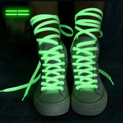 男女情侣荧光鞋带子夜光，扁1cm宽双层运动帆布鞋，个性潮白色鞋绳子