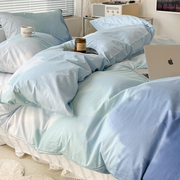 纯棉床上四件套纯色100全棉床单被套简约被罩床笠春季床品三件套4
