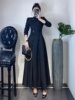 2024女装法式气质，长款外套黑色高腰，修身连衣裙