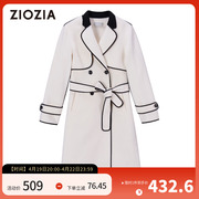 ZIOZIA女装经典双排扣羊毛大衣气质高端时尚中长款毛呢QCB21V01L