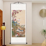 卷轴挂画中国风字画装饰客厅古风古典绢丝竖版中式画花鸟国画