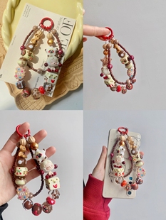 s泡泡玛特萌粒手绘珠手机链，原创ins风钥匙扣，包包挂件装饰礼物