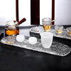 日式轻奢金箔水晶玻璃干泡台树皮纹壶承茶台长方形单层茶盘干泡盘
