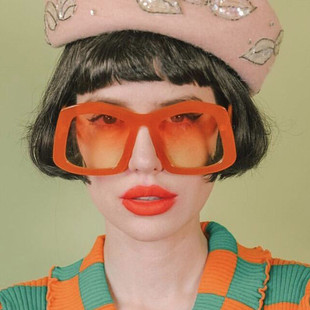 欧美时尚超大框太阳眼镜个性糖果，色杂志多边形网红街拍墨镜女