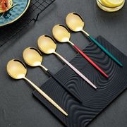 网红勺子家用吃饭汤匙调羹不锈钢，创意可爱韩式长柄大圆勺汤勺饭勺