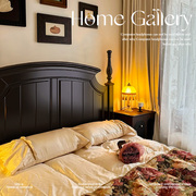 法式复古实木床黑色双人床1.5米现代简约轻奢美式床主卧1.8米大床
