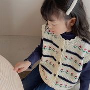 女童针织马甲背心，2023秋季条纹毛线衣(毛线衣)马甲