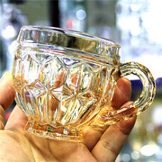 水晶小茶杯玉晶玻璃杯带把高档咖啡杯水杯家用耐高温杯子高端女士