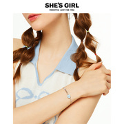 shesgirl原创设计梦幻花廊，甜美气质蓝色，棉花手链小众设计手饰