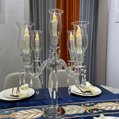 欧式现代中式家居浪漫婚庆烛光晚餐蜡烛水晶玻璃烛台创意餐桌摆件