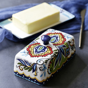 欧美客创意陶瓷黄油盒欧式餐具带盖牛油盘点心碟黄油碟奶酪盒收纳