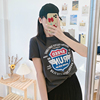 COCO大码女装夏季创意撞色字母图案印花T恤显瘦韩版百搭短袖