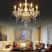 欧式客厅金色水晶吊灯68头卧室灯，餐厅蜡烛灯简约大气复式楼灯具