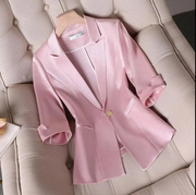 春秋季小西装外套女纯色七分袖时尚上衣高级感气质职业西服女