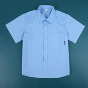 儿童校服短袖衬衫天蓝色男童半袖，表演出礼服中大童小学生白色衬衣