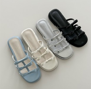 夏季韩国女鞋甜美平底芭蕾风凉鞋蝴蝶结气质露趾鞋子银色拖鞋